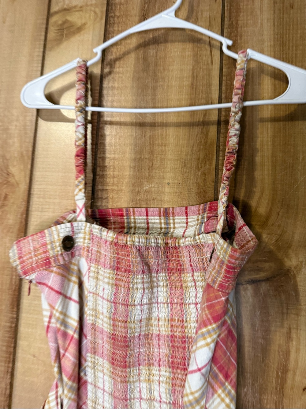 Free People Pink Plaid Spaghetti-Strap Midi Dress Vintage 100% Cotton - Picture 10 of 16